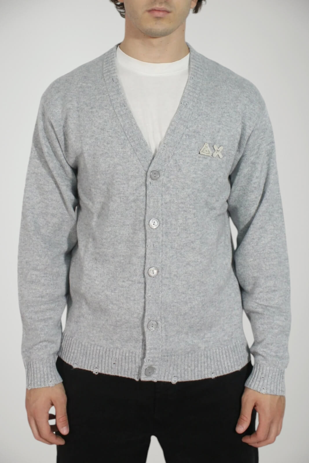 Cardigan da uomo Sun 68 con bottoni e logo fronte 1