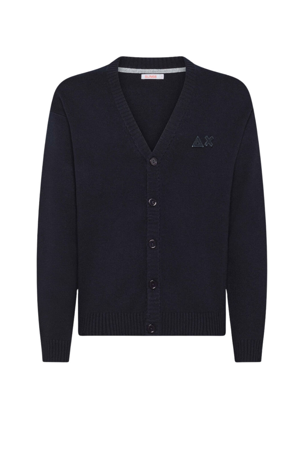Cardigan da uomo Sun 68 con bottoni e logo fronte blu navy
