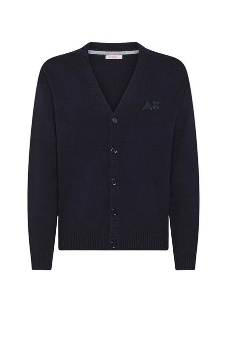 Cardigan da uomo Sun 68 con bottoni e logo fronte blu navy