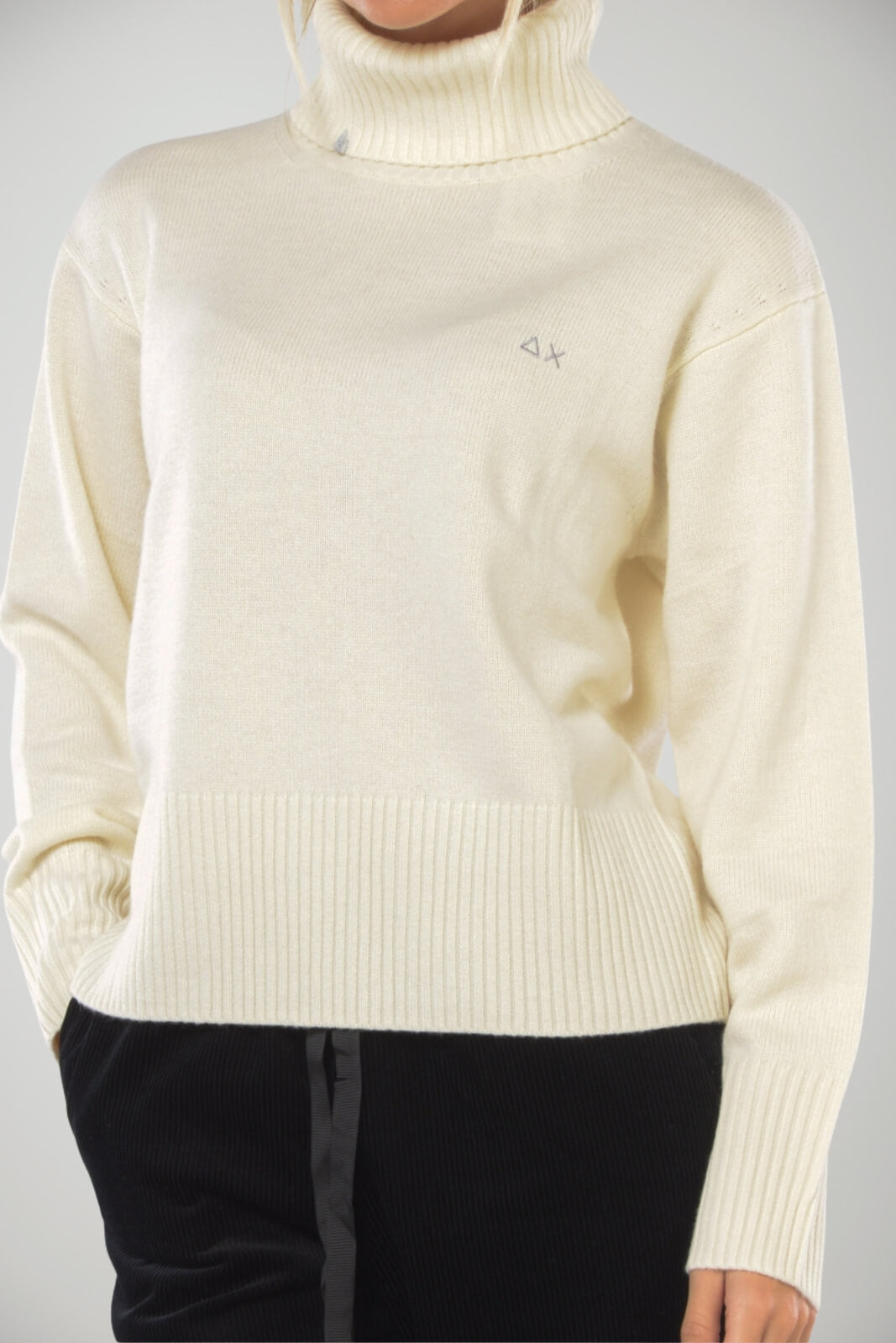 Dolcevita da donna Sun 68 a tinta unita in lana fronte 1