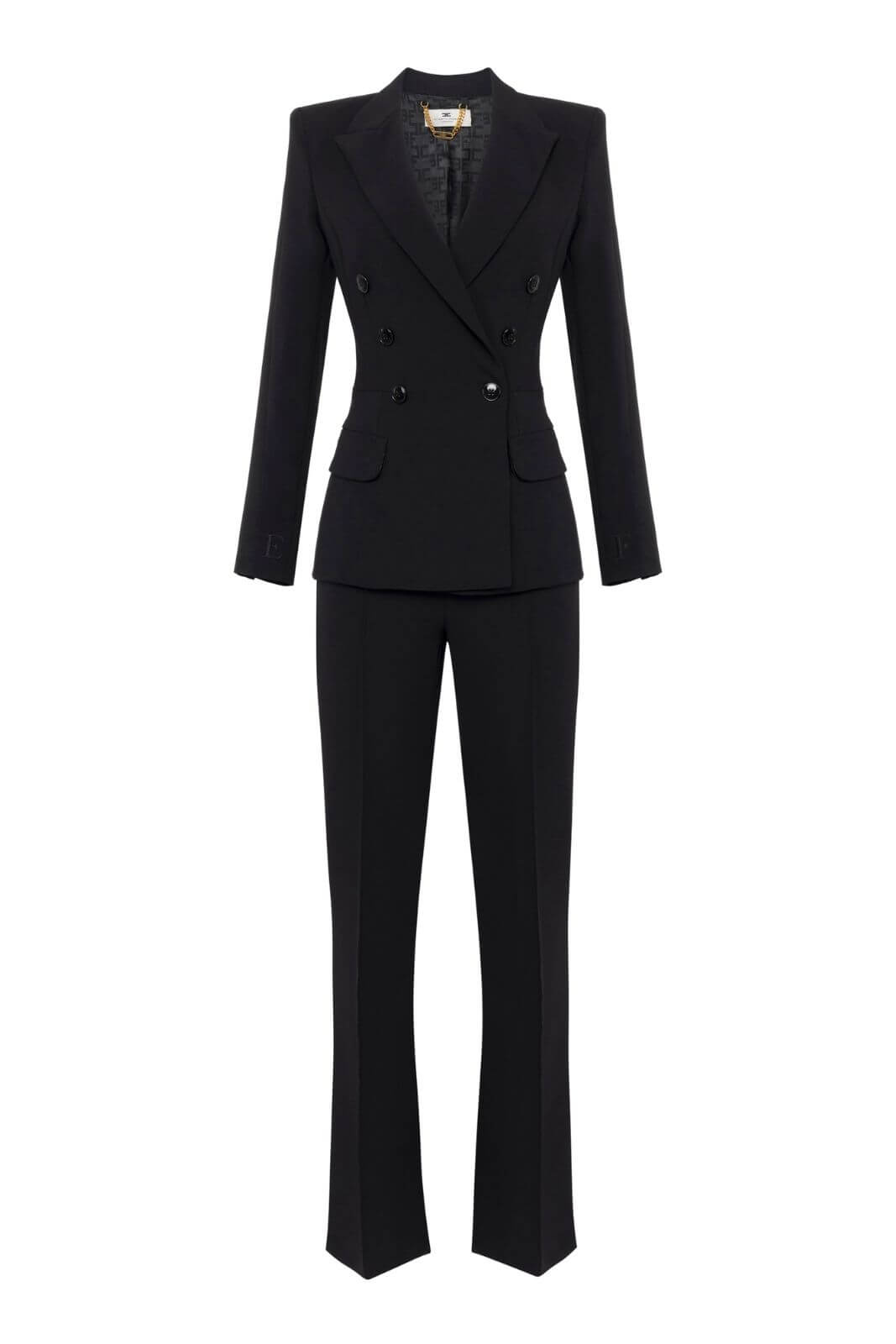 Elisabetta Franchi women's double-breasted crepe suit with satin bands