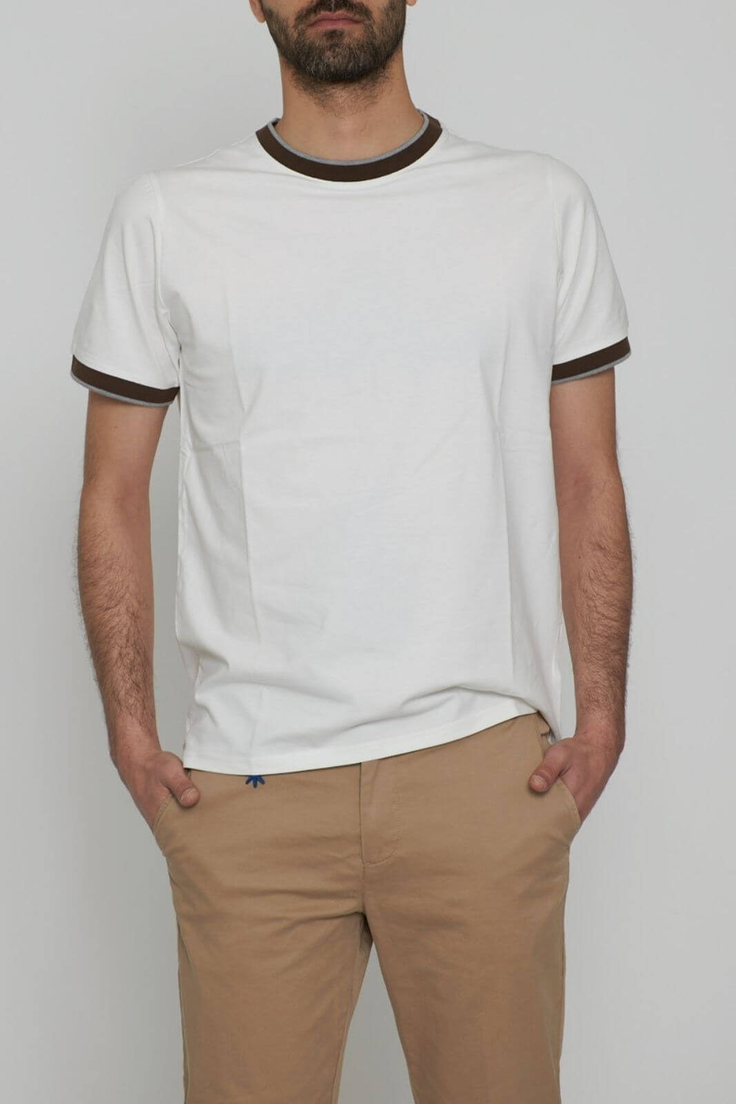 Cashmere Company Men's T-Shirt with Contrasting Trim