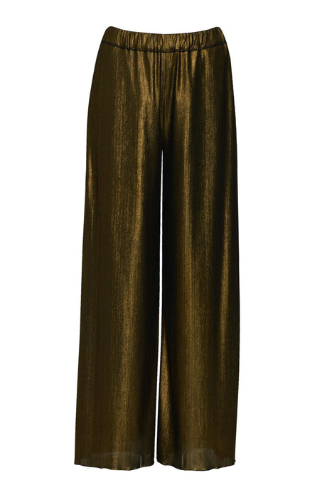 Tadashi Pantaloni a palazzo in lamé a vita alta, eleganza luminosa e moderna