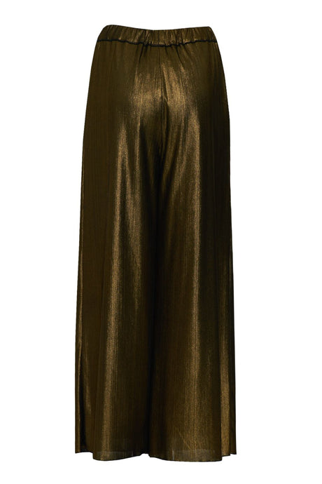 Tadashi Pantaloni a palazzo in lamé a vita alta, eleganza luminosa e moderna