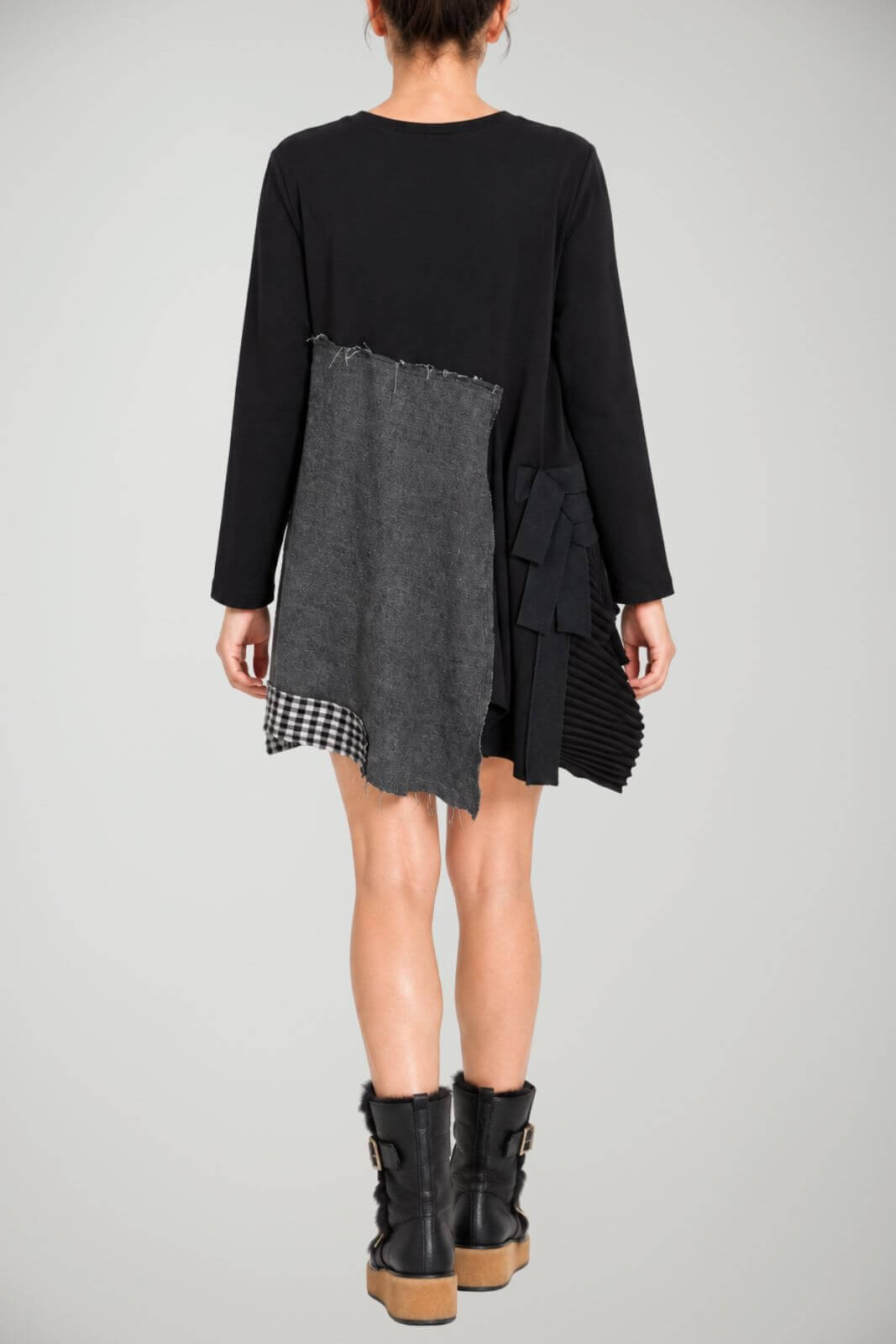 Tadashi Abito Donna Patchwork con Inserto Plissettato
