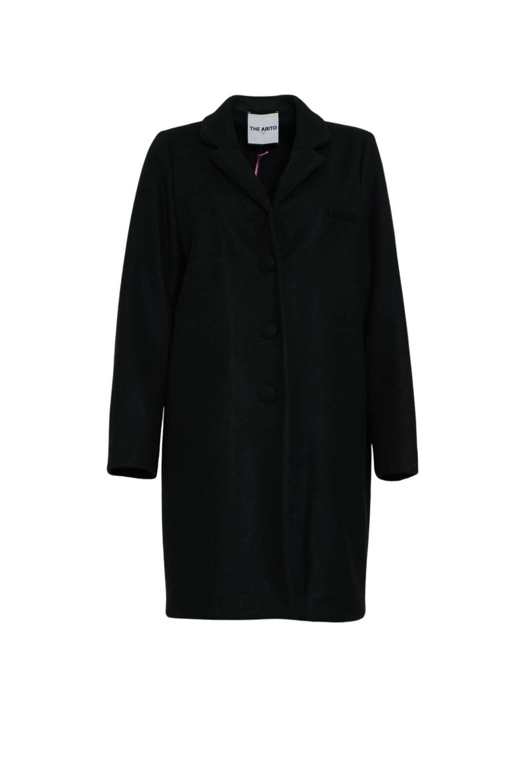 Cappotto donna the abito nero monopetto fronte