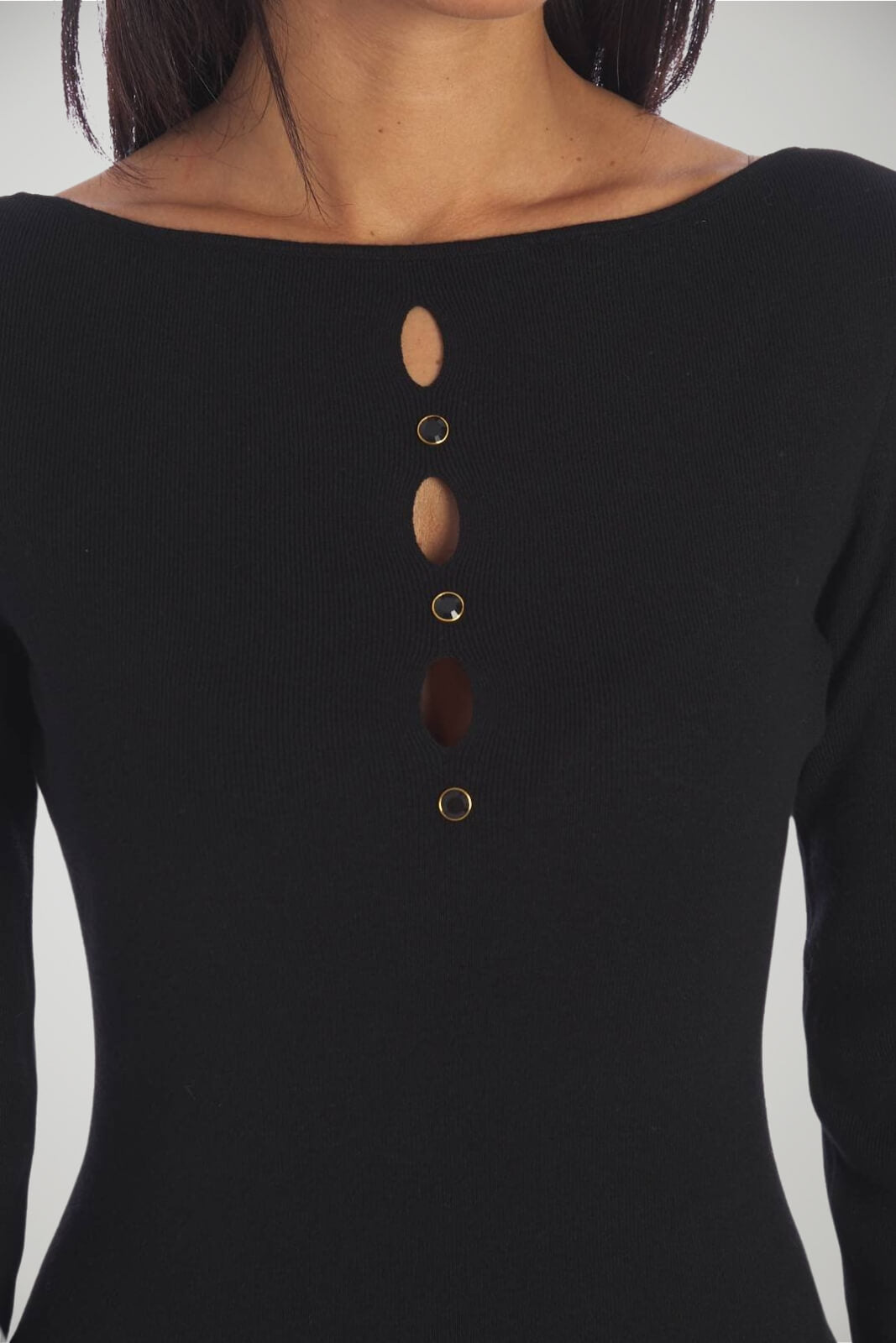 Vestido de punto largo con aberturas y tachuelas para mujer de Twinset