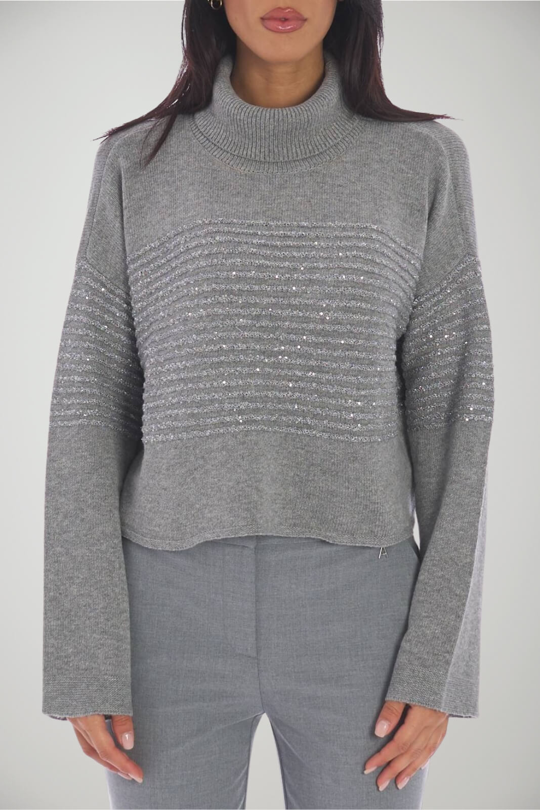 Dolcevita da donna Twinset cropped con paillettes