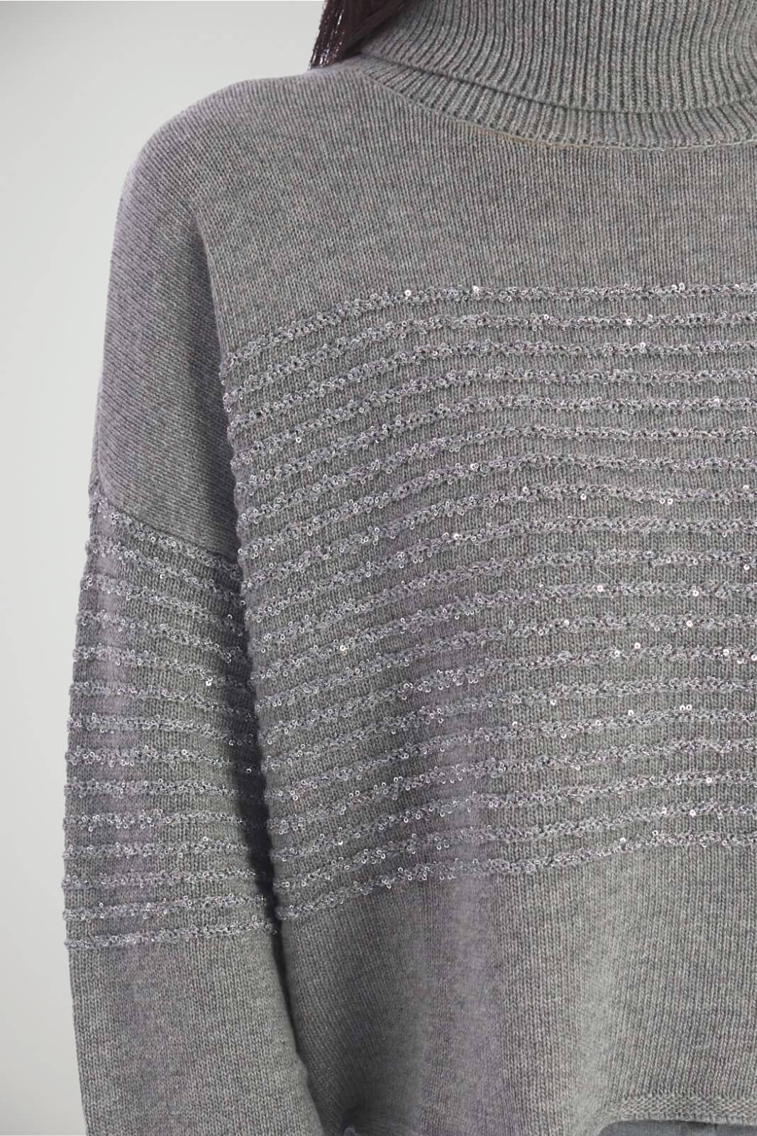 Dolcevita da donna Twinset cropped con paillettes