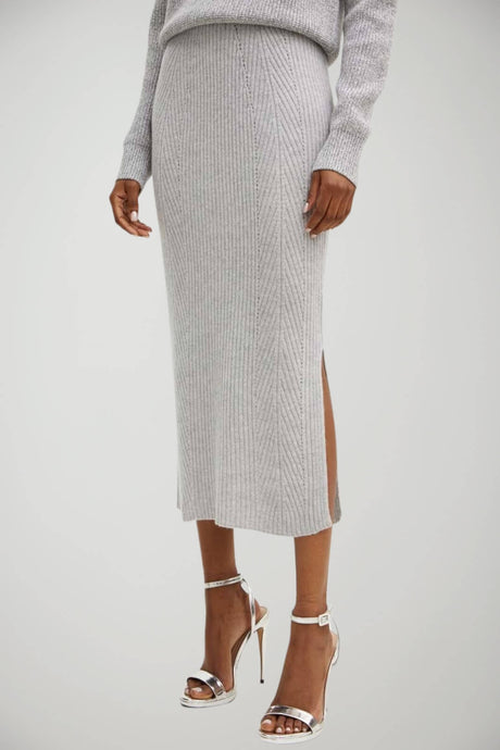 Gonna Twinset longuette in lana a coste con lurex e spacco laterale