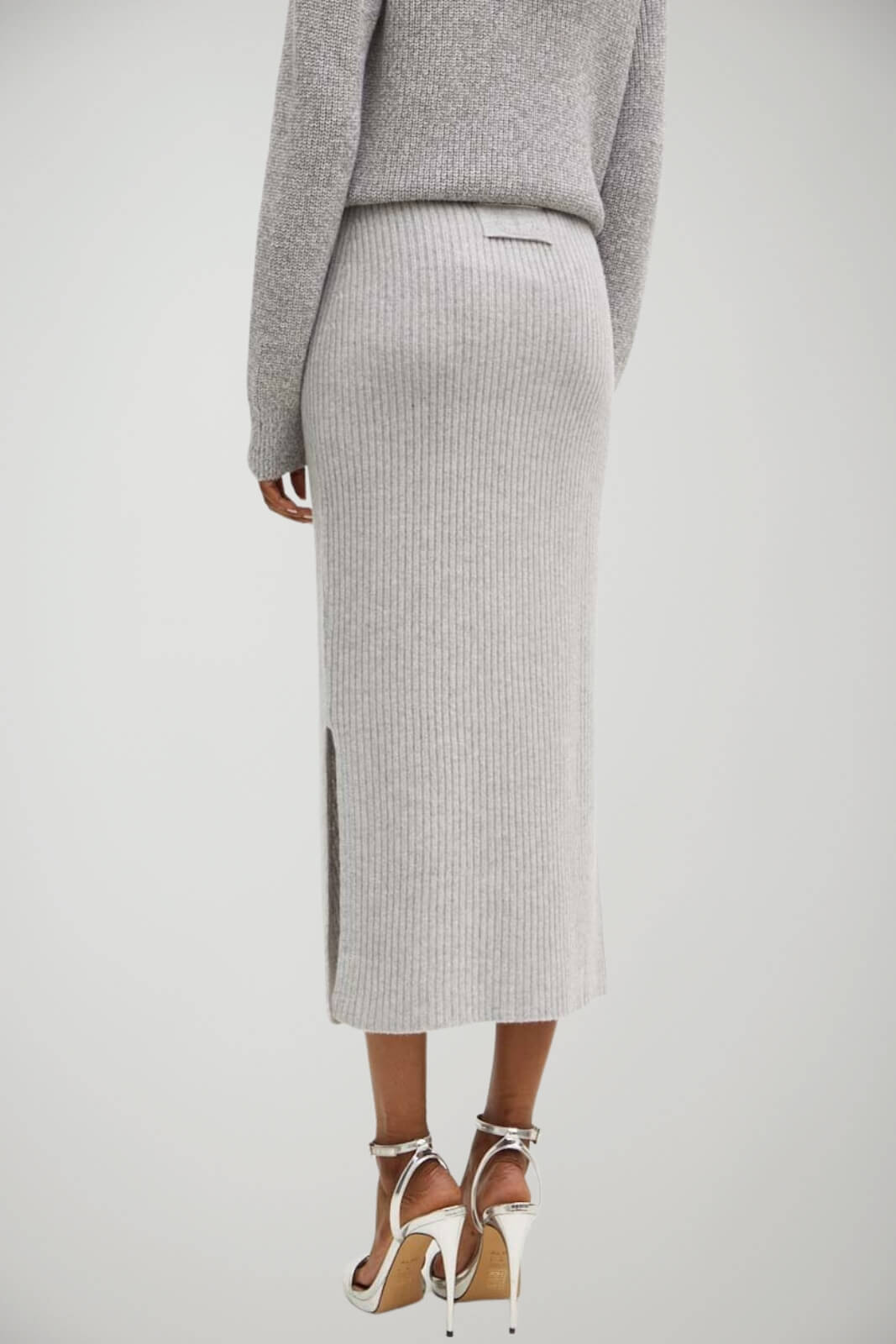 Gonna Twinset longuette in lana a coste con lurex e spacco laterale