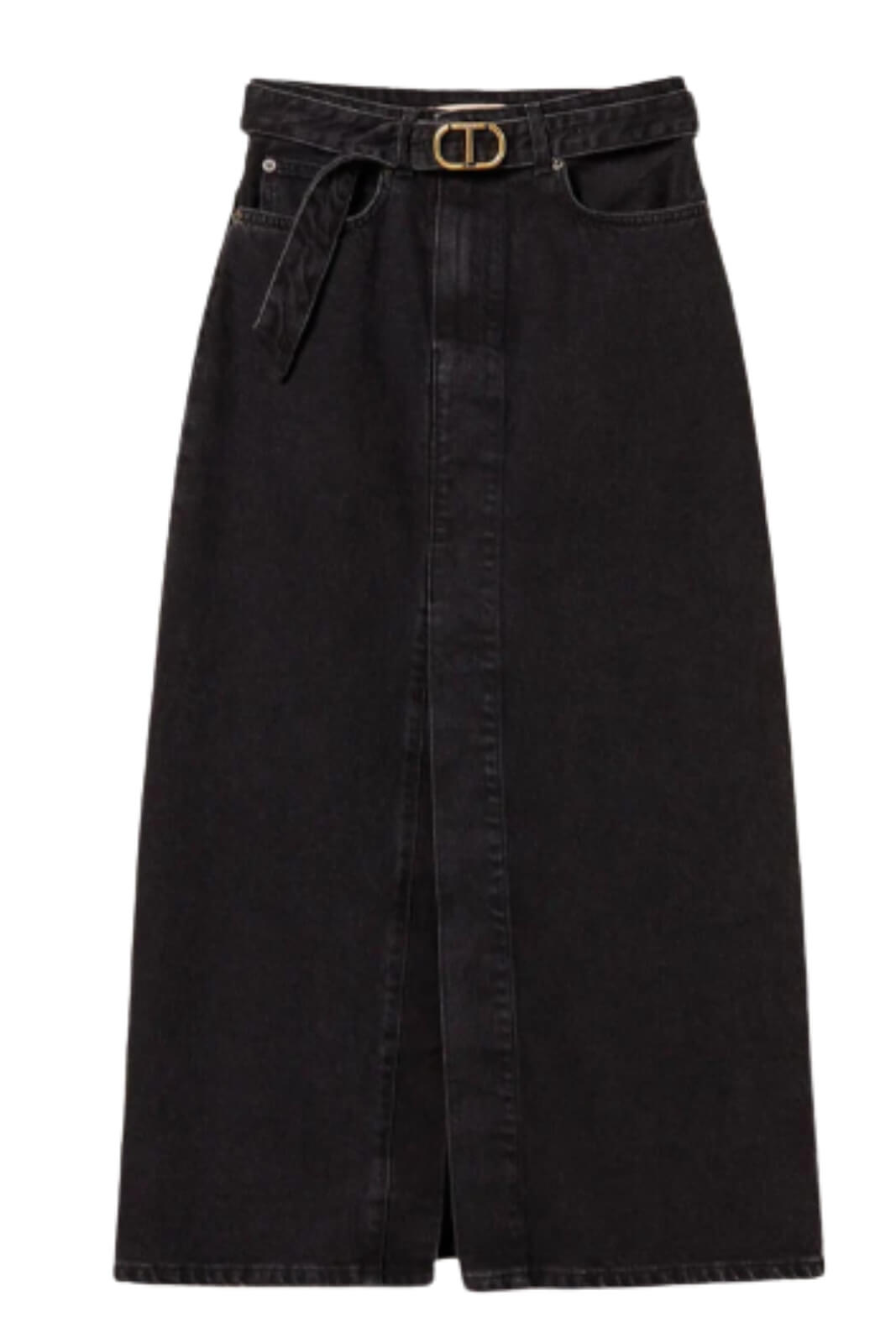 Gonna longuette Twinset in denim con cintura
