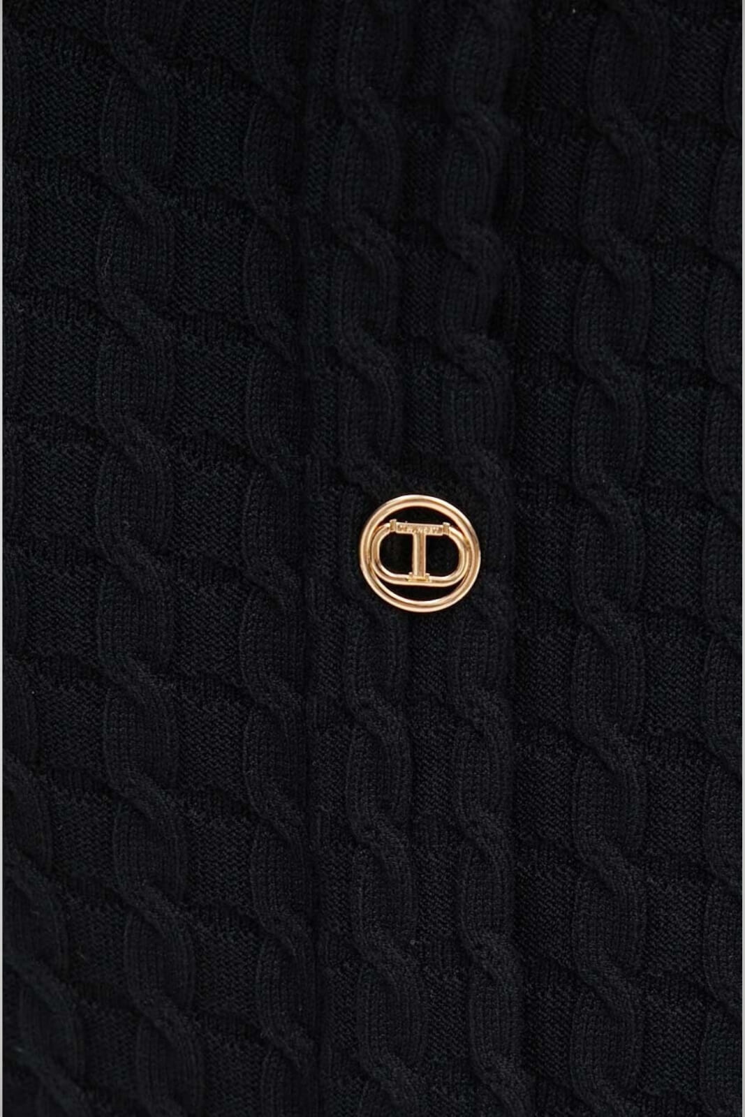 Longuette in maglia Twinset a trecce con bottoni finti