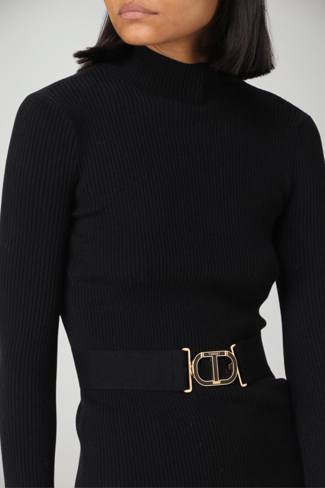 Lupetto da donna Twinset a coste con cintura e polsi a campana