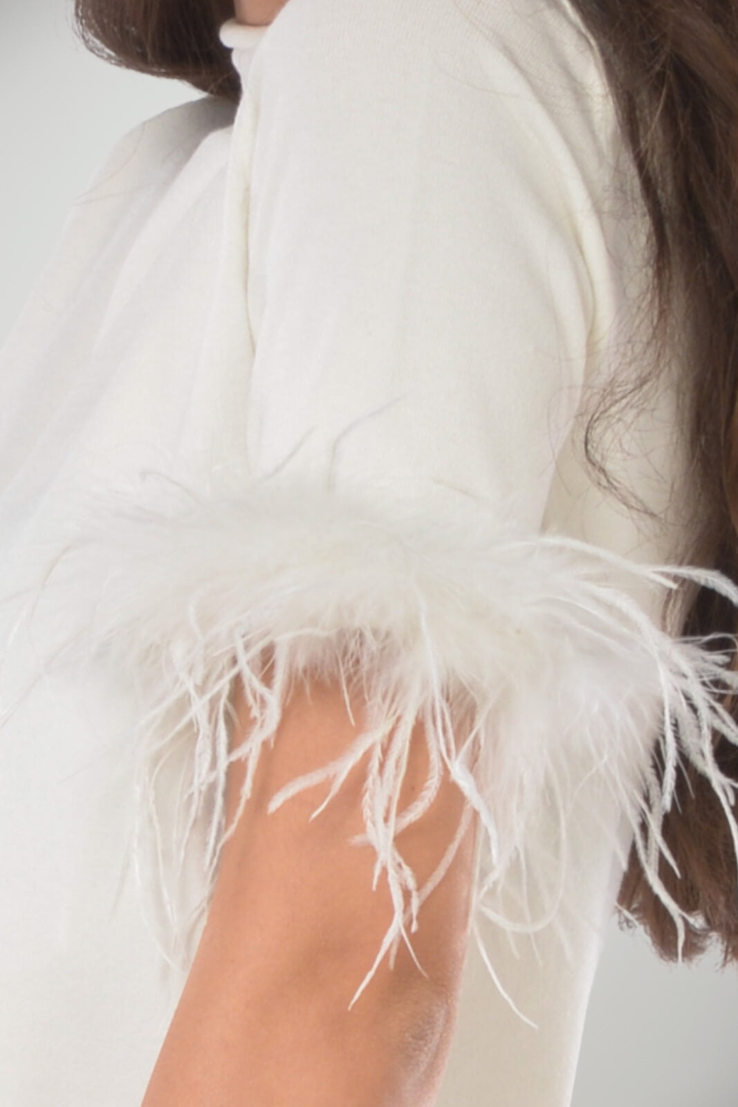 Lupetto da donna Twinset a maniche corte con piume rimovibili