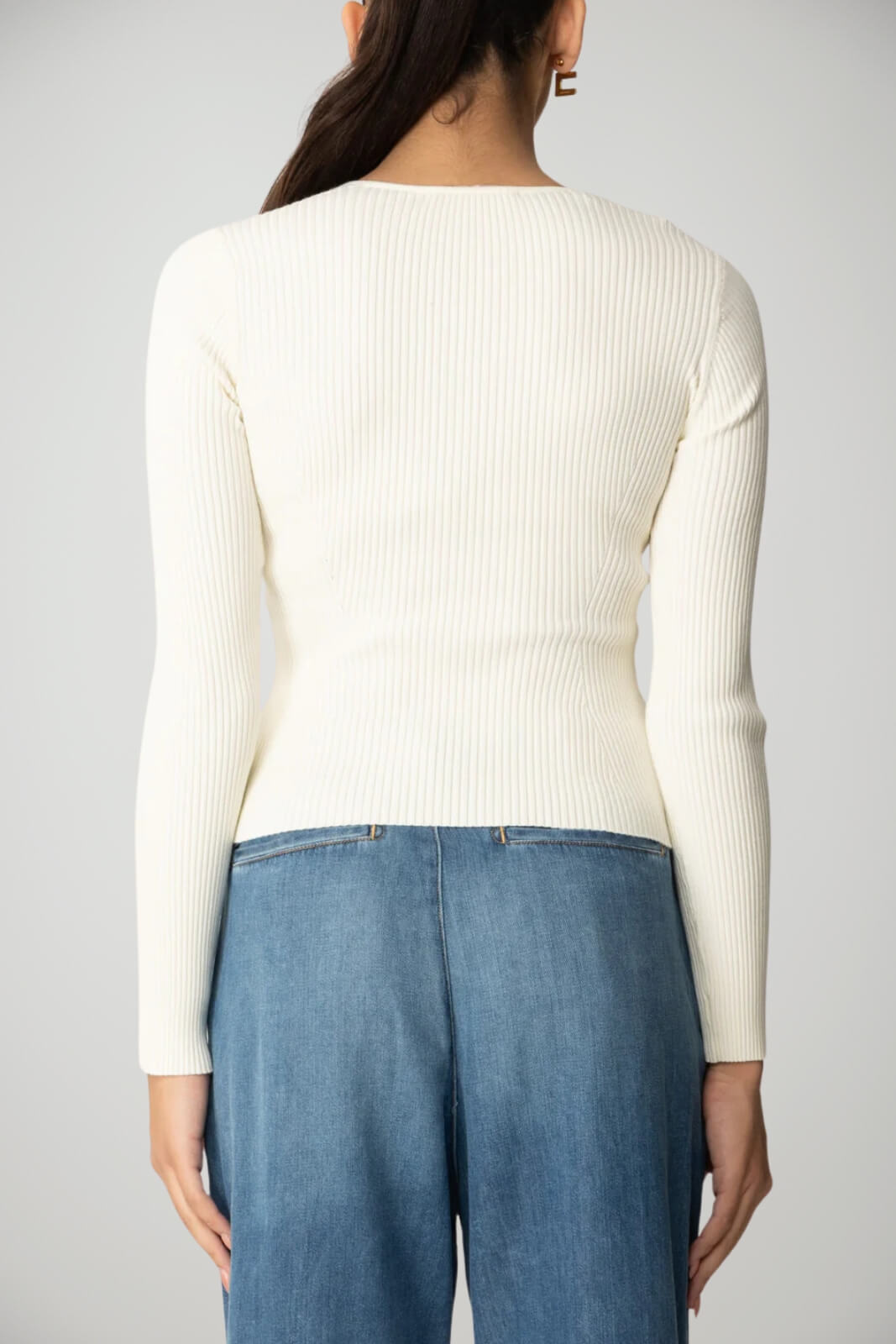 Maglia da donna Twinset a costine con placca logo