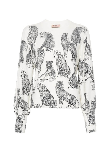 Maglia da donna Twinset con stampa giaguari all over
