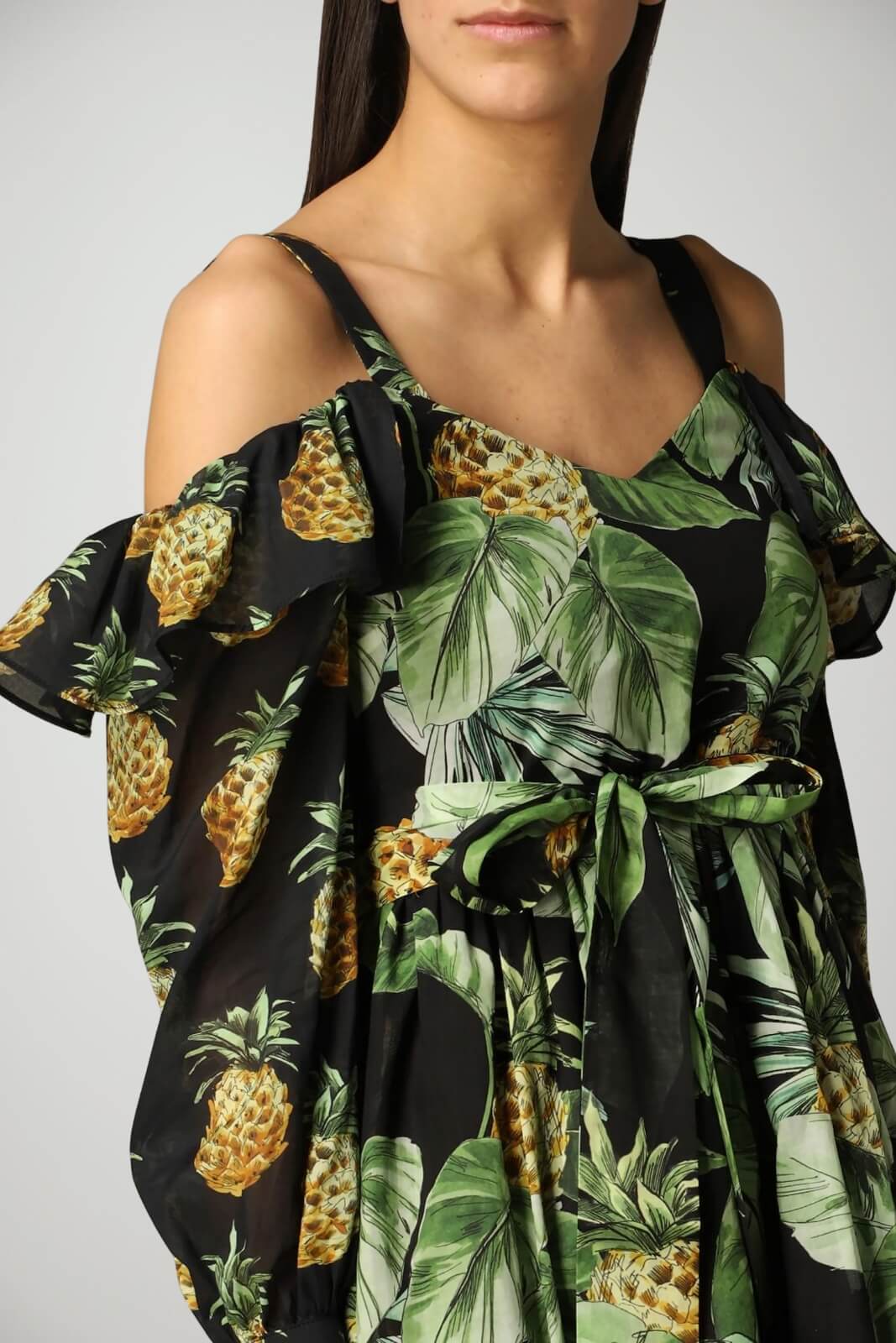 Twinset Milano Abito Donna in Voile di Cotone con Stampa Ananas