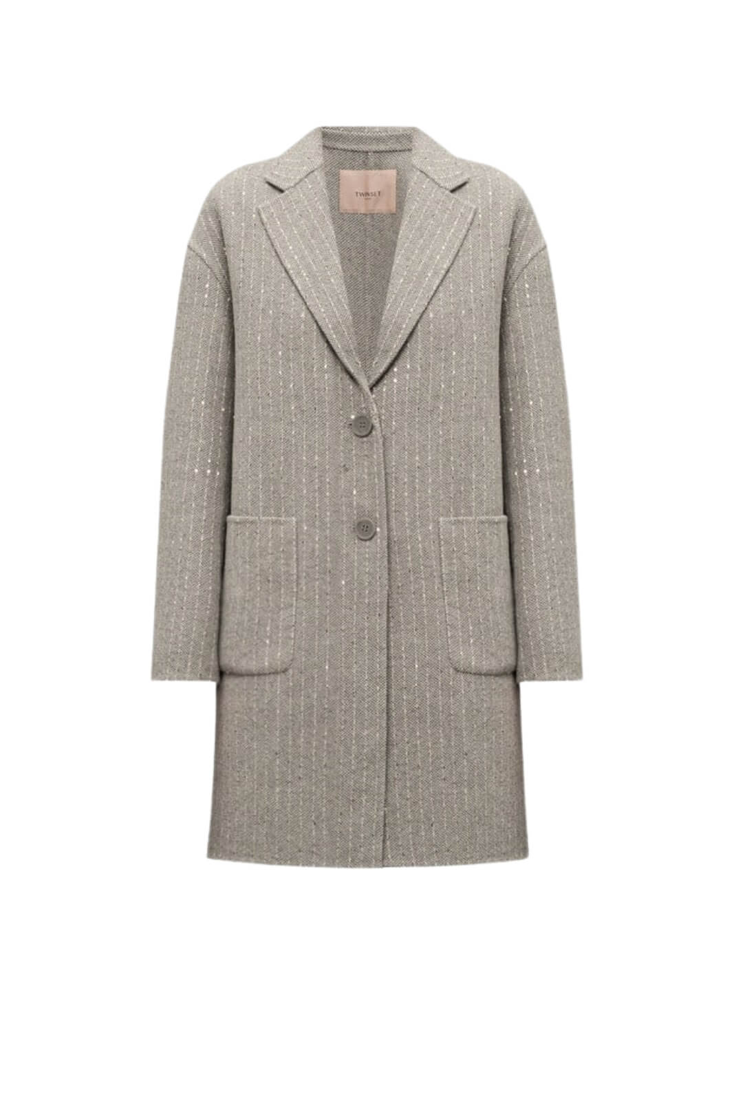 Cappotto Twinset lungo da donna monopetto in lana fronte