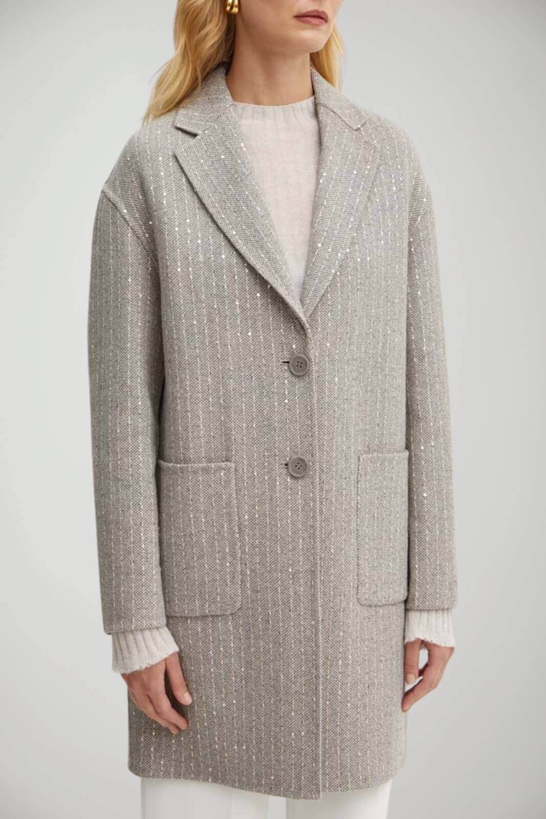 Cappotto Twinset lungo da donna monopetto in lana fronte 1