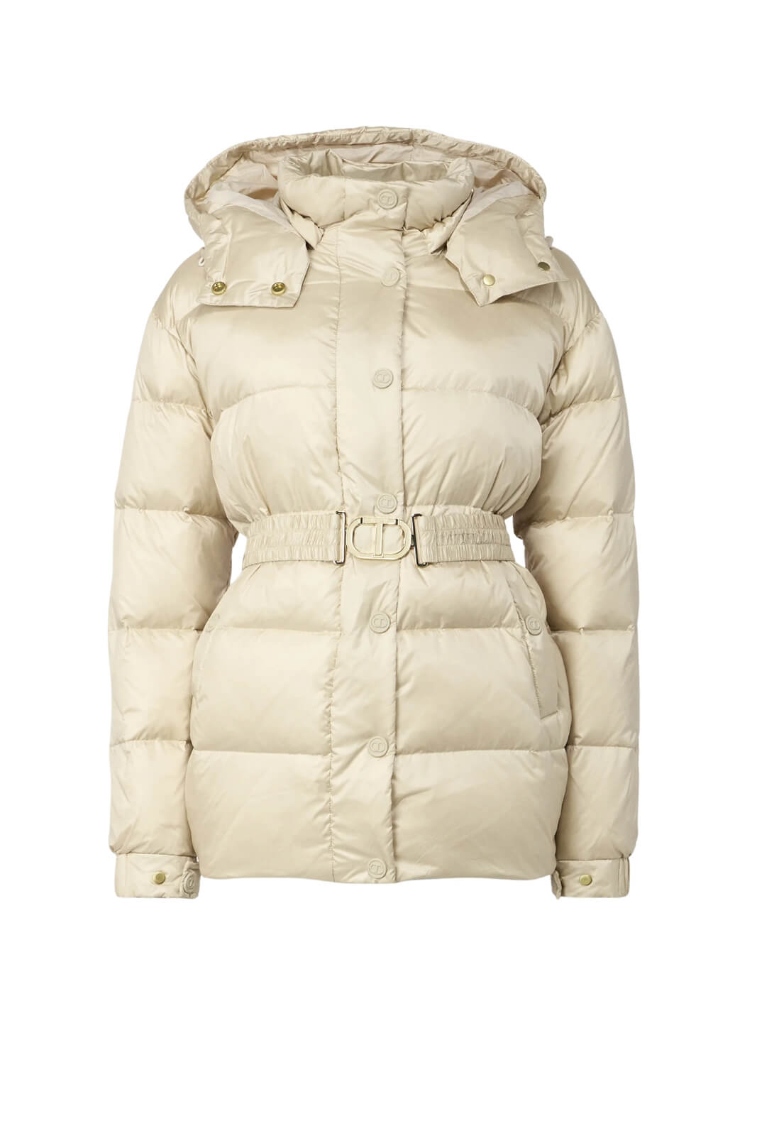 Piumino da donna Twinset con cappuccio e cintura fronte