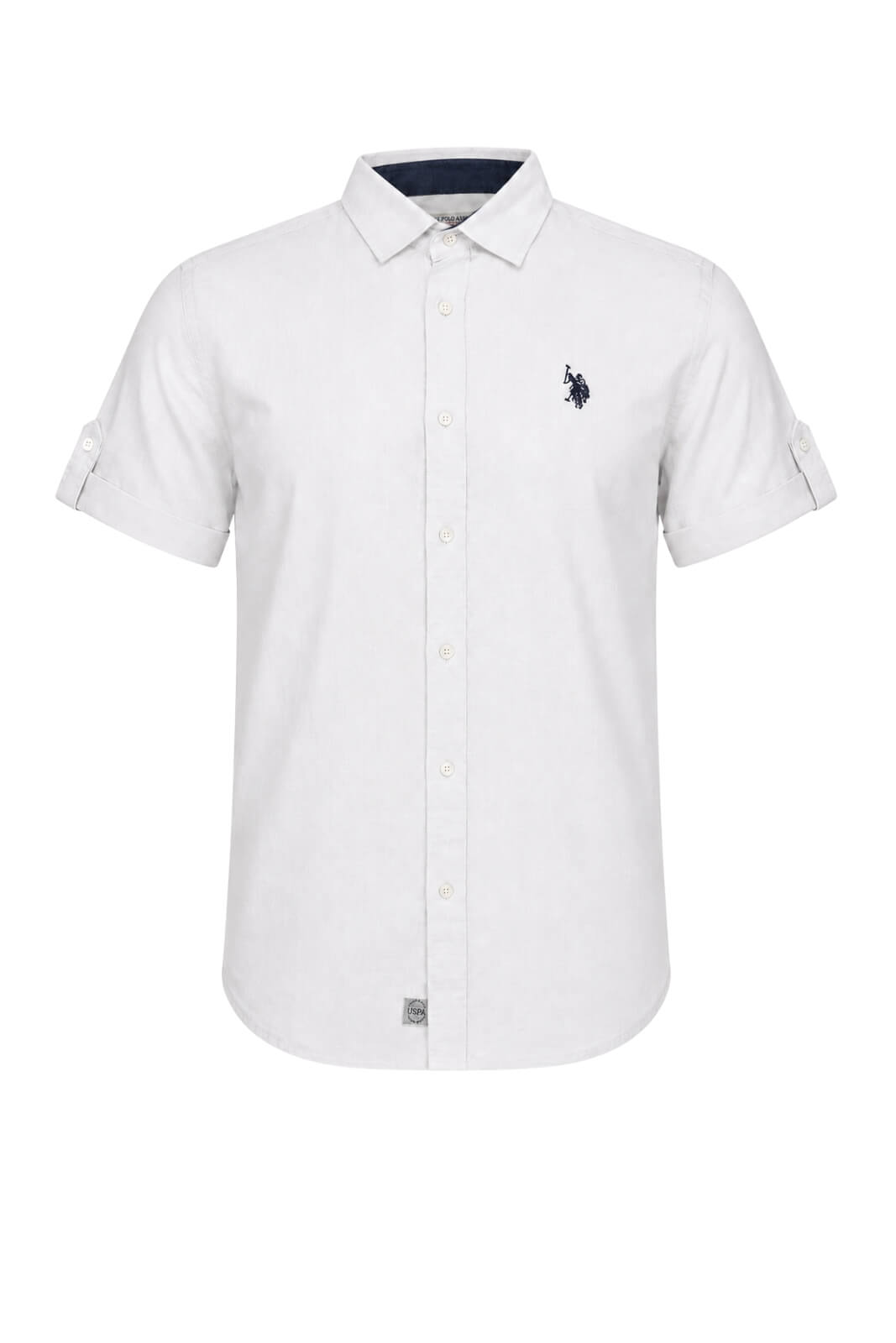 U.S. Polo Assn. Camicia Uomo in lino e cotone a maniche corte