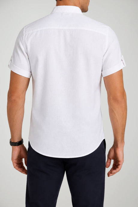 U.S. Polo Assn. Camicia Uomo in lino e cotone a maniche corte