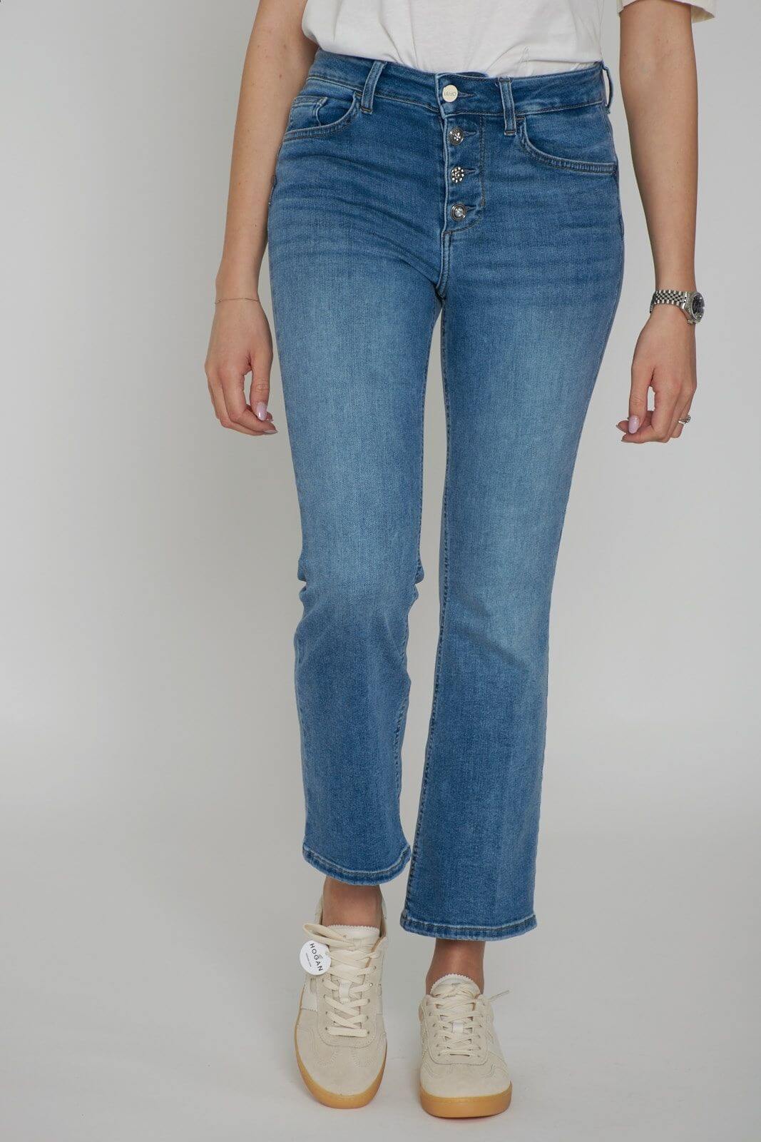 Liu Jo women's flared jeans with jewel buttons