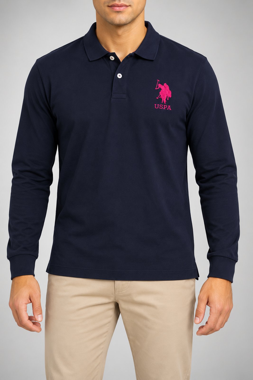 Us Polo Assn Polo Uomo Aust in jersey con maxi logo