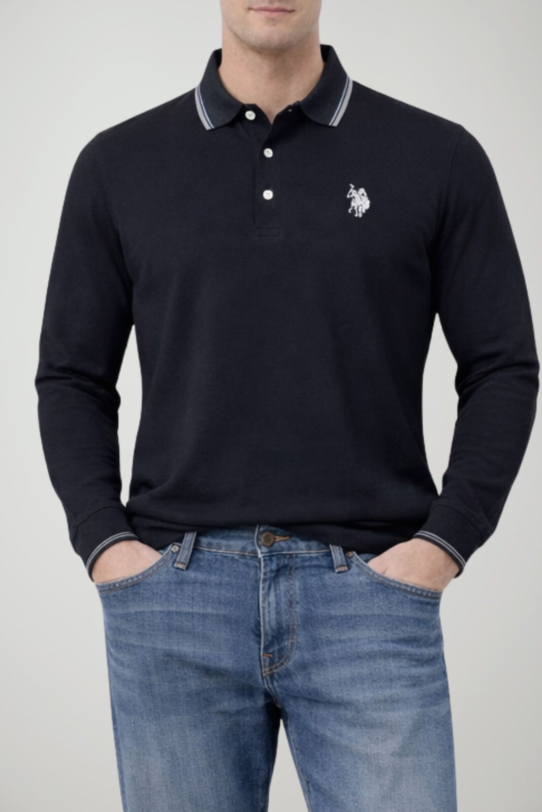 Us Polo Assn Polo Uomo in jersey a maniche lunghe