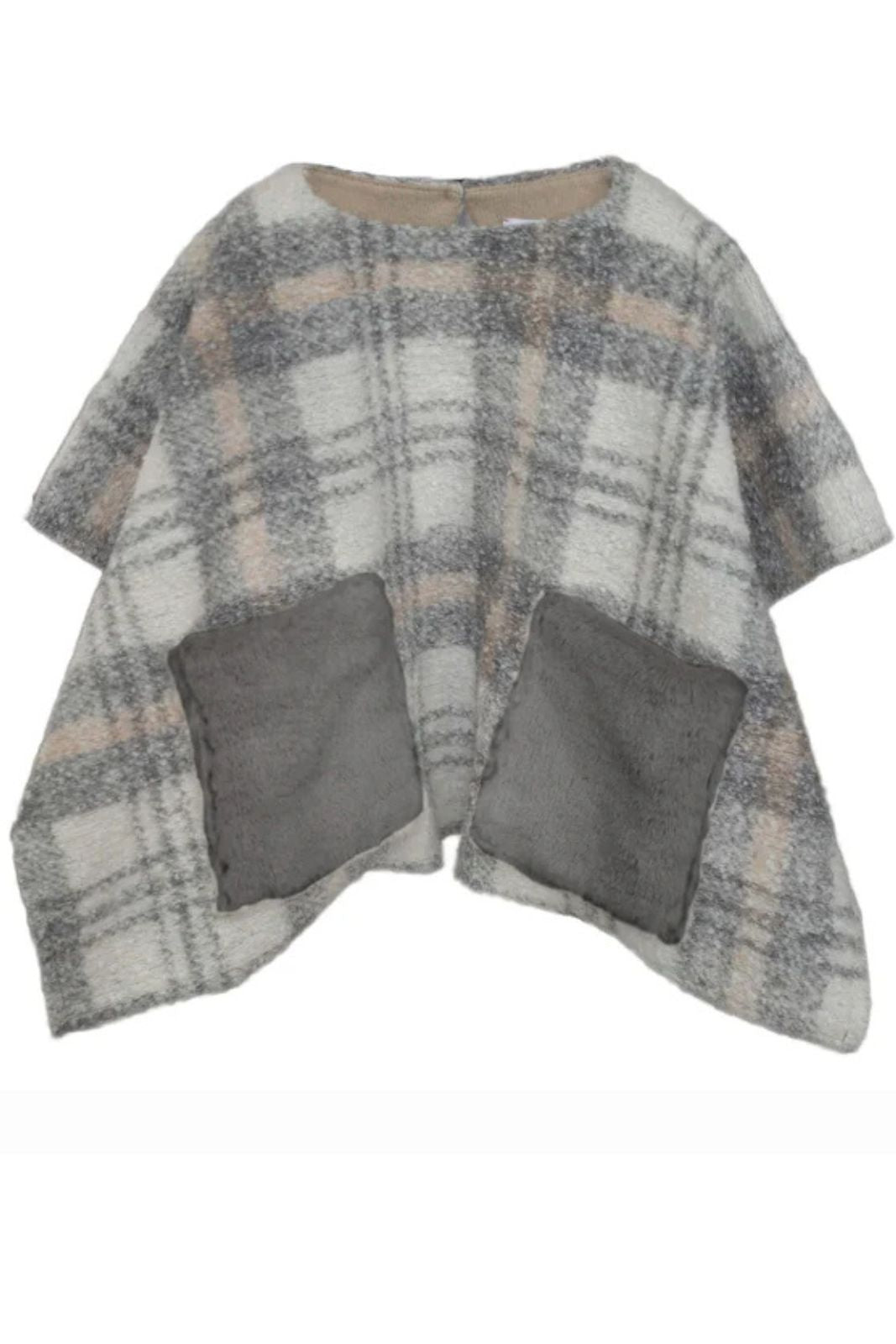 Poncho Magil para niñas con bolsillos de piel sintética