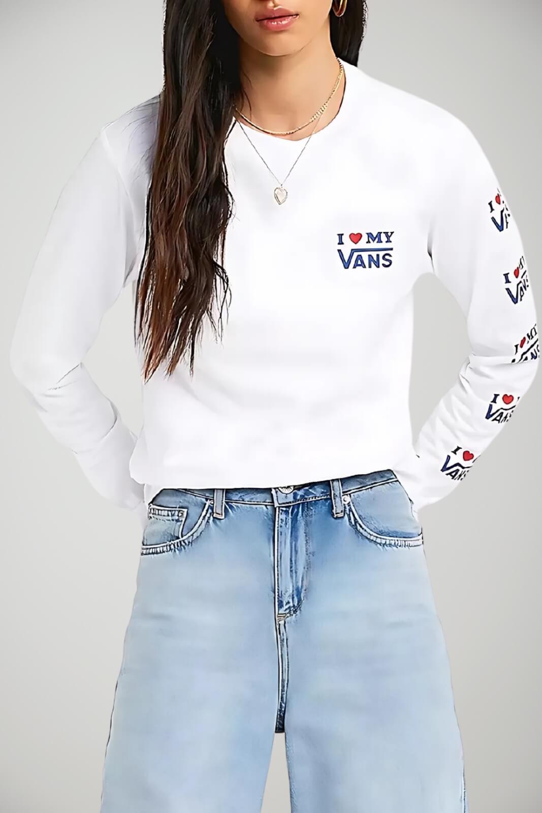 T-shirt da donna Vans a maniche lunghe con stampe fronte 1