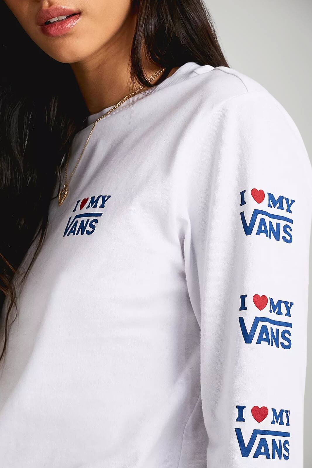 T-shirt da donna Vans a maniche lunghe con stampe dettaglio