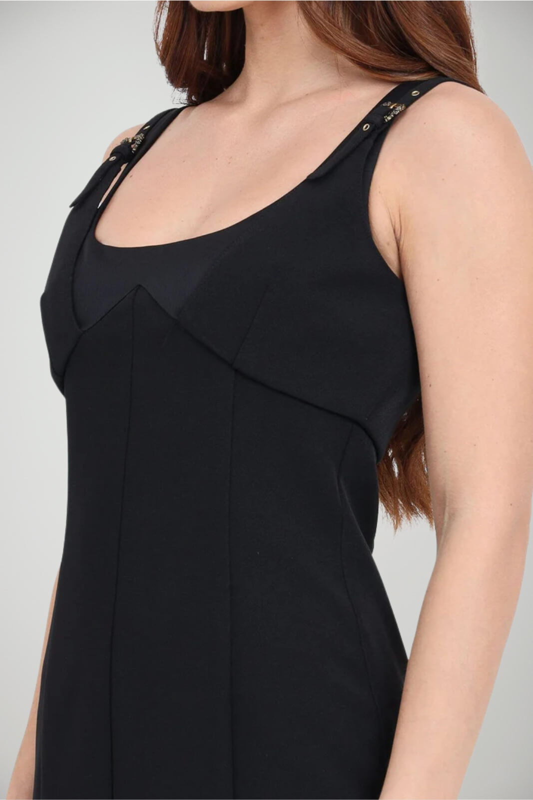 Abito donna Versace Jeans Couture smanicato con fibbie baroque dettaglio