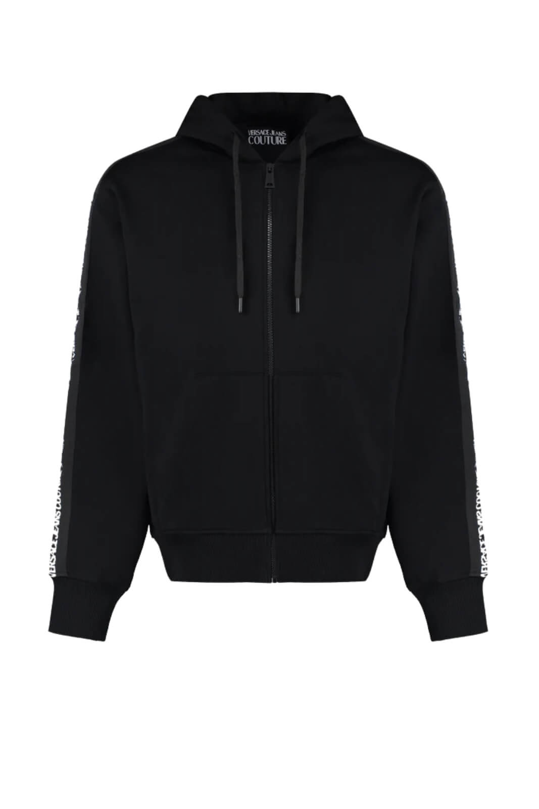 Felpa da uomo Versace Jeans Couture full zip con cappuccio e bande laterali logate fronte