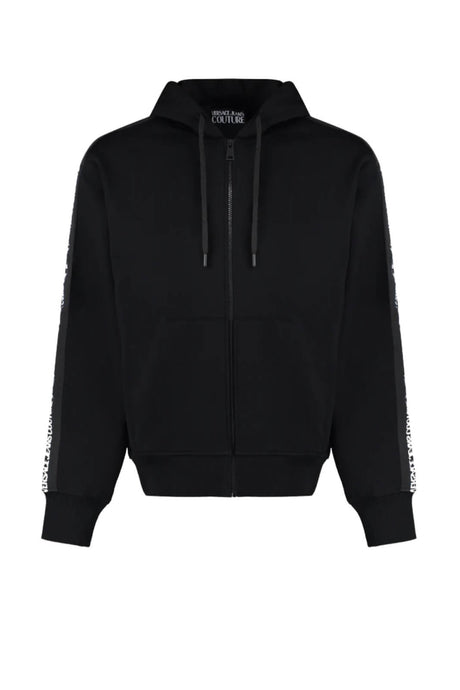 Felpa da uomo Versace Jeans Couture full zip con cappuccio e bande laterali logate fronte
