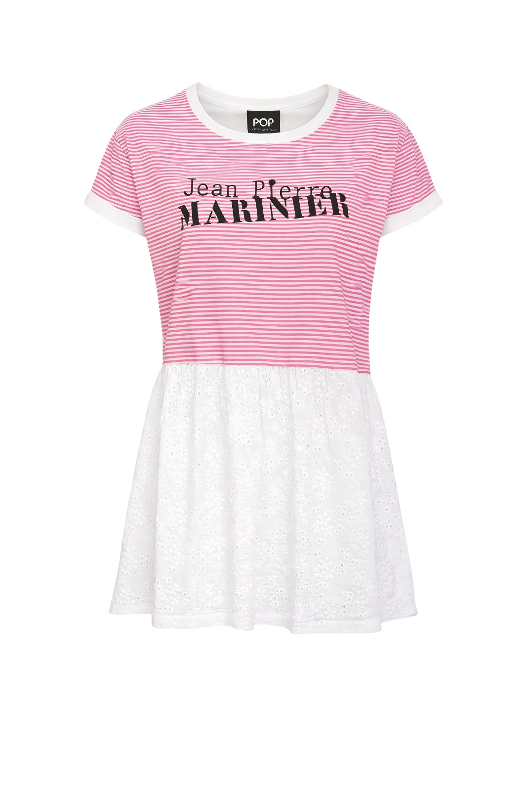 Very Simple T-shirt Donna Rigata con Fondo in Pizzo