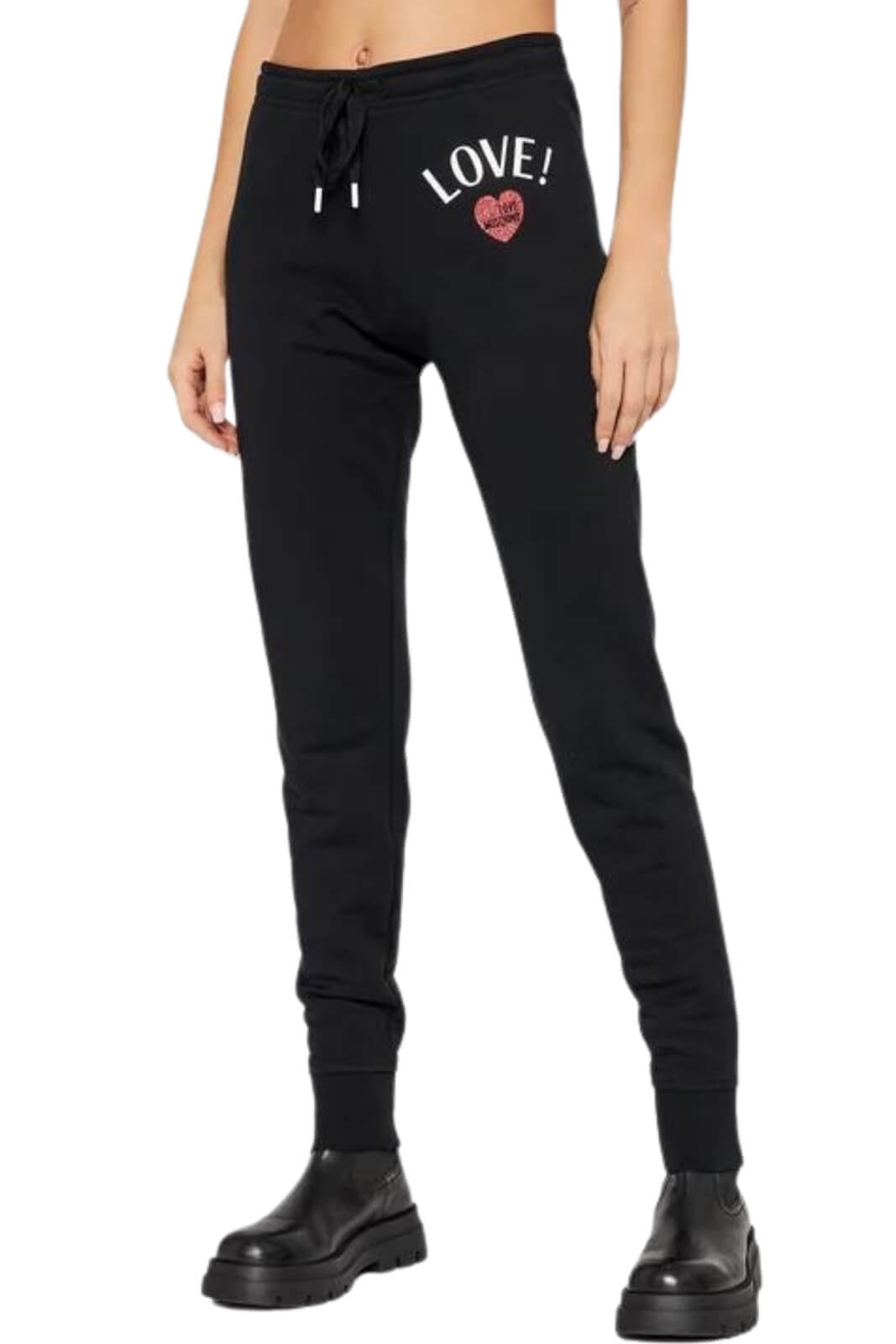 Love Moschino Women's Trousers with Glitter Heart Print