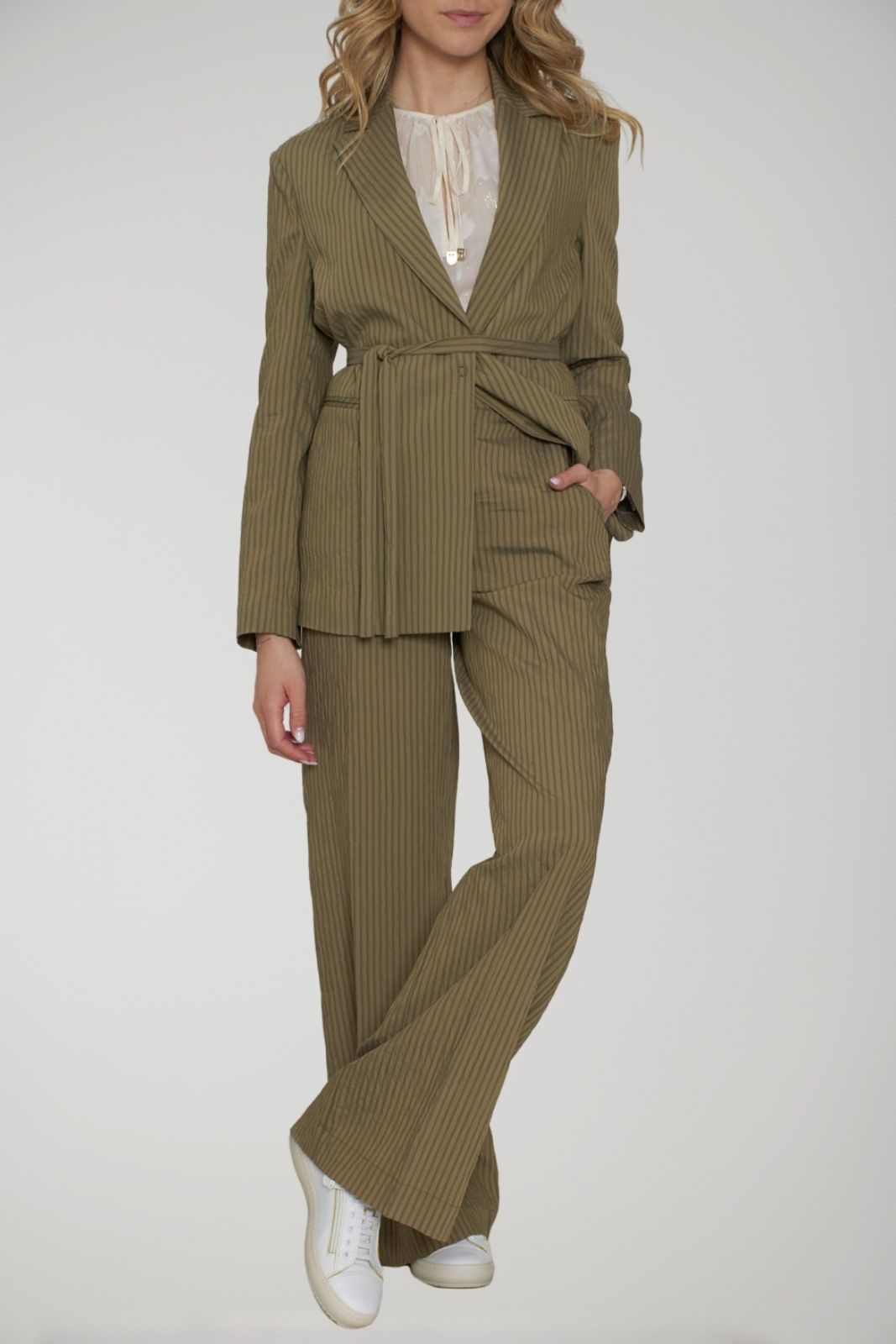 Liu Jo blazer donna a righe con cintura