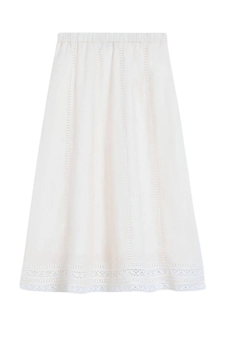 Weekend MaxMara Gonna in lino con ricami traforati