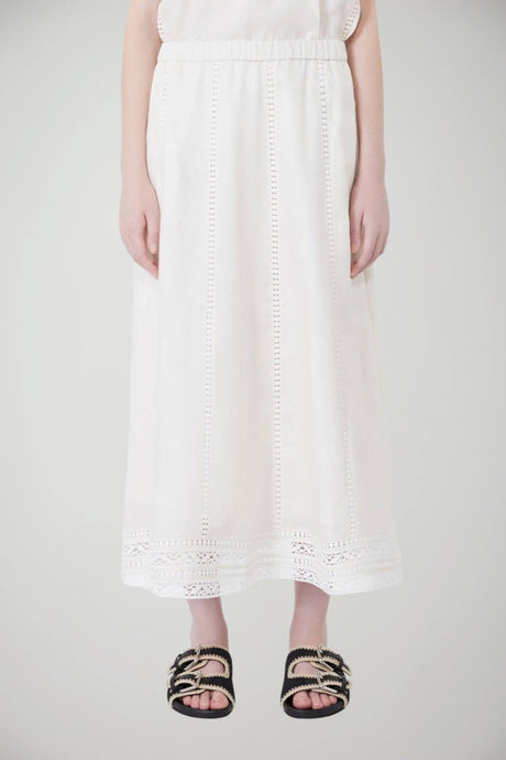 Weekend MaxMara Gonna in lino con ricami traforati