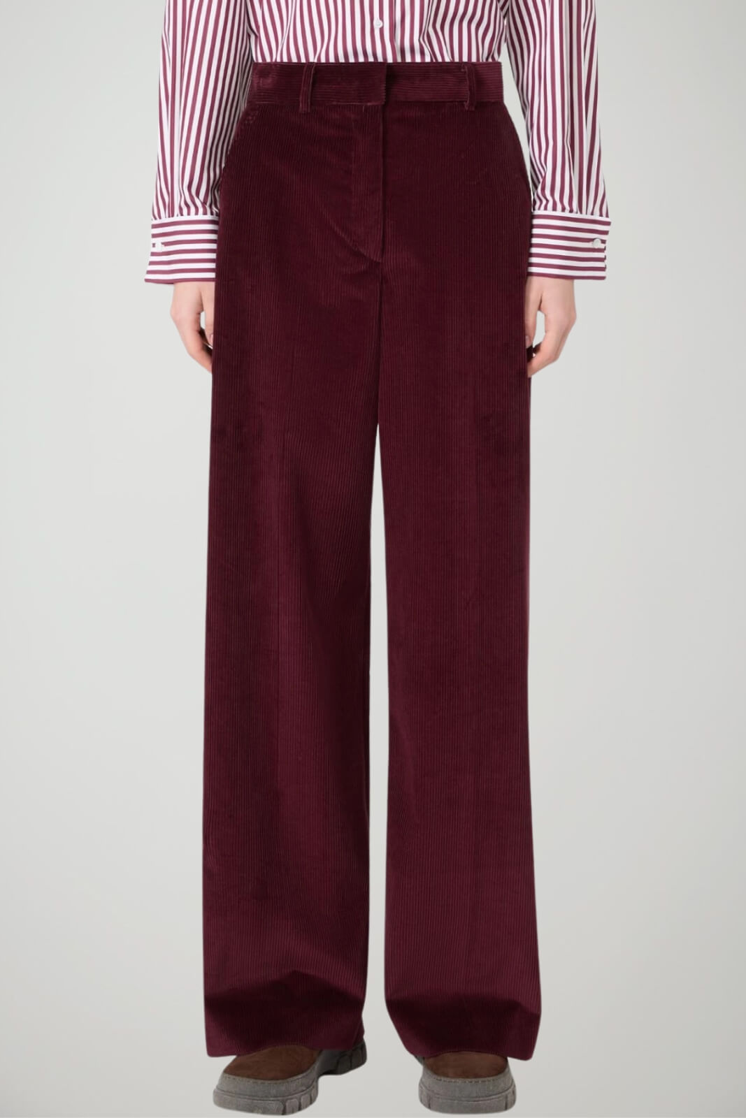 Weekend MaxMara Pantaloni Donna Wide Leg in velluto / Bordeaux