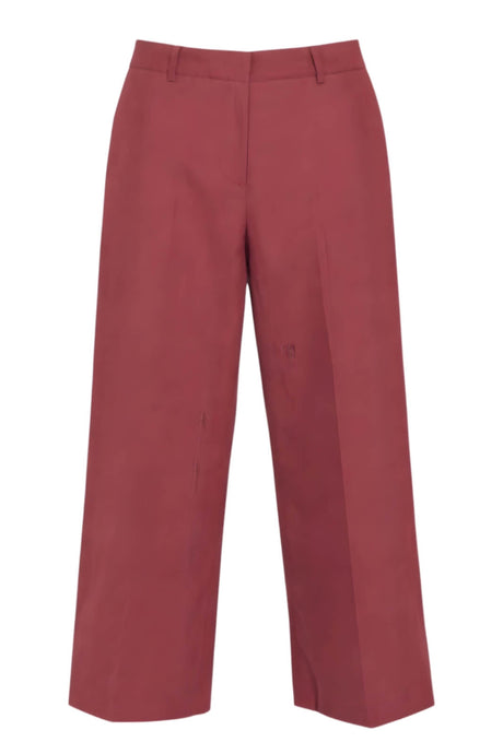 Pantaloni donna Weekend MaxMara in misto cotone e lino color fragola