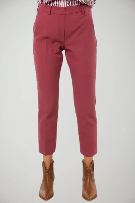 Pantaloni donna Weekend MaxMara in misto cotone e lino color fragola