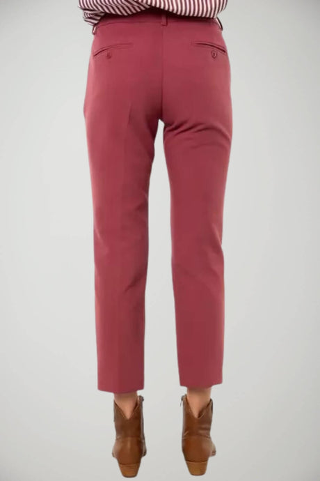 Pantaloni donna Weekend MaxMara in misto cotone e lino color fragola