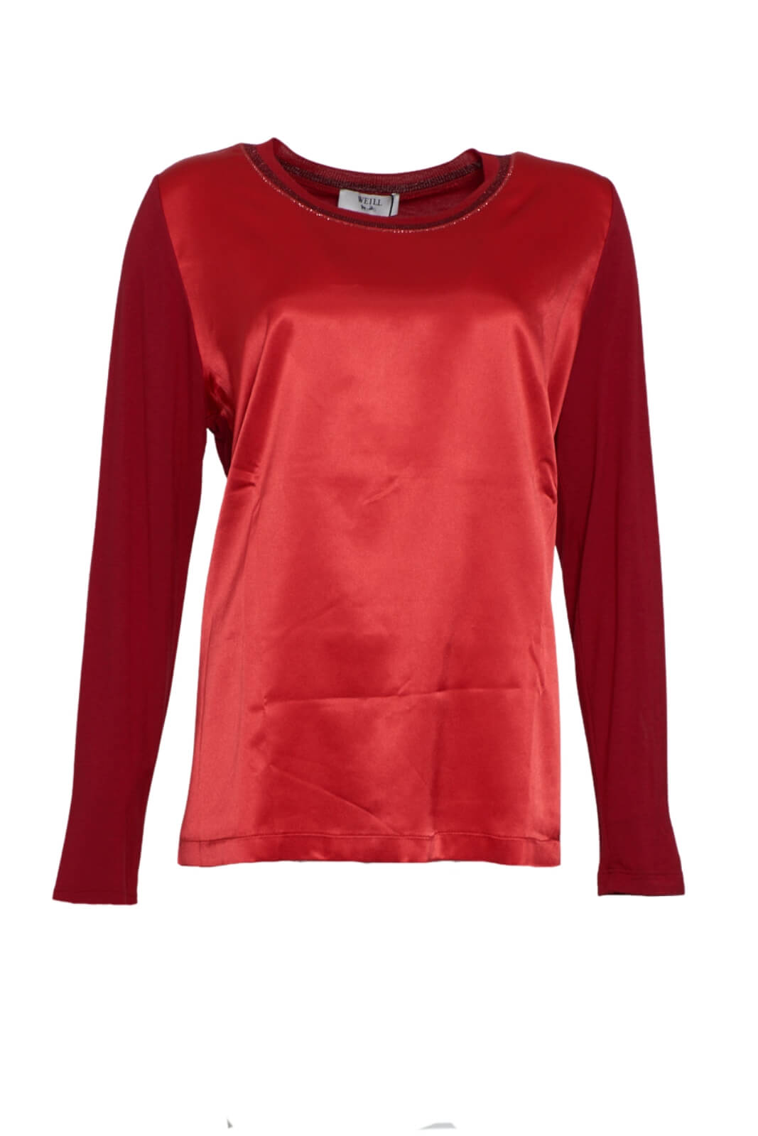 Blusa donna in raso girocollo in lurex fronte
