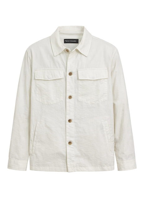 Overshirt da uomo White Sand con bottoni e tasche