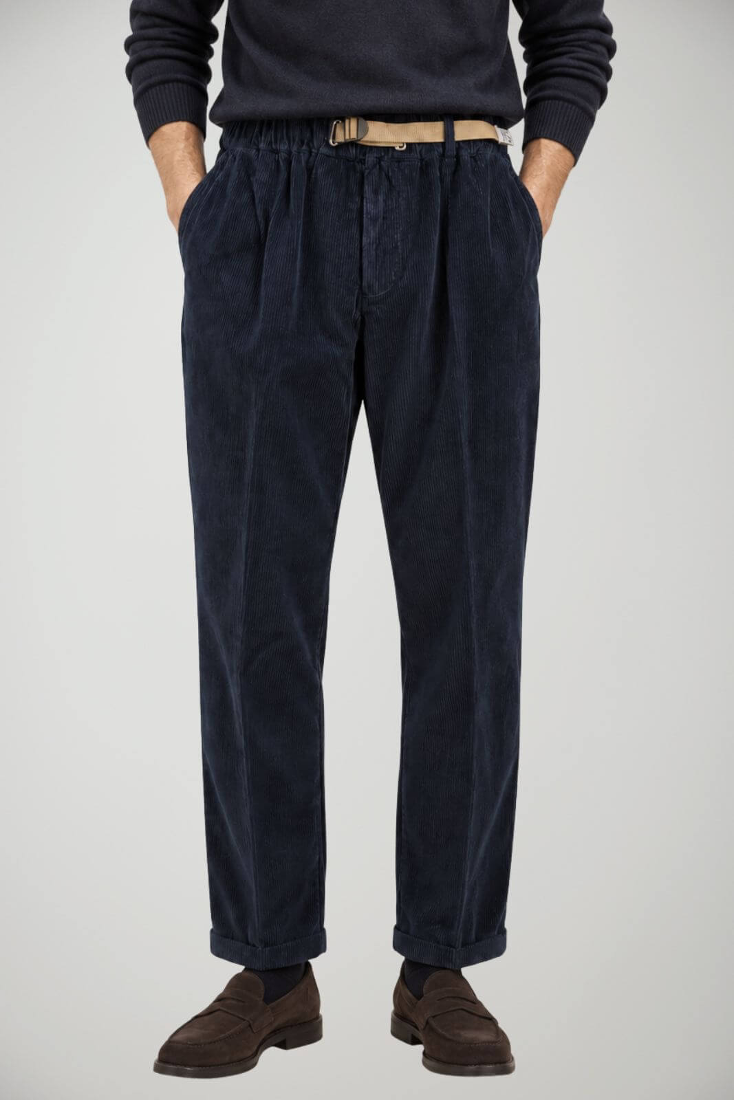 White Sand Pantaloni Uomo in velluto con pences / Navy