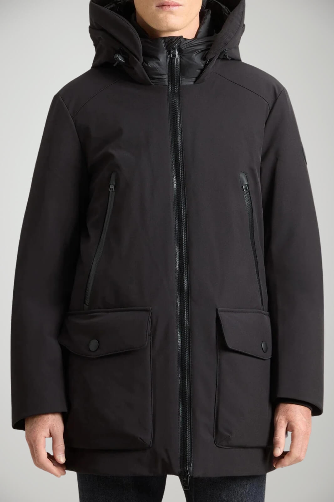 Parka da uomo Woolrich in softshell con cappuccio