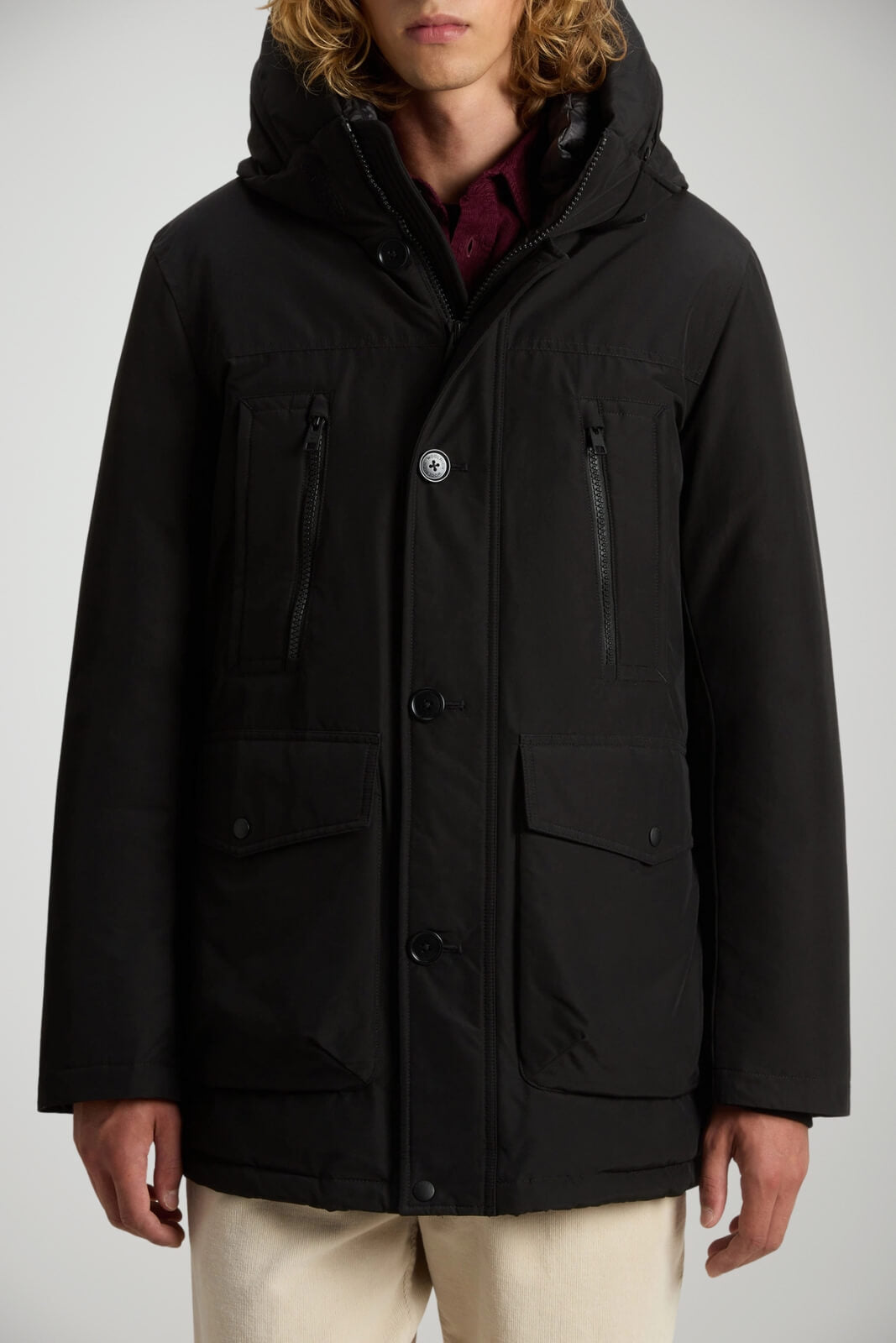 Parka da uomo Woolrich in ramar cloth con cappuccio